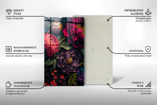 Tábua de vidro Lindas flores