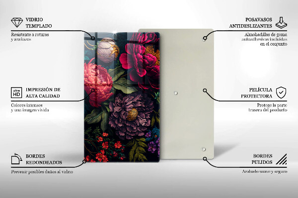 Tábua de vidro Lindas flores