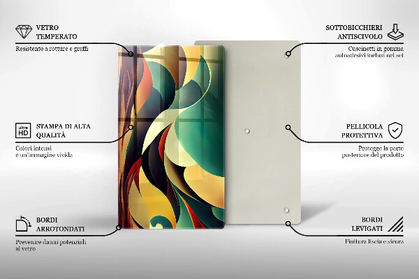 Tábua de corte de vidro Abstração de formas