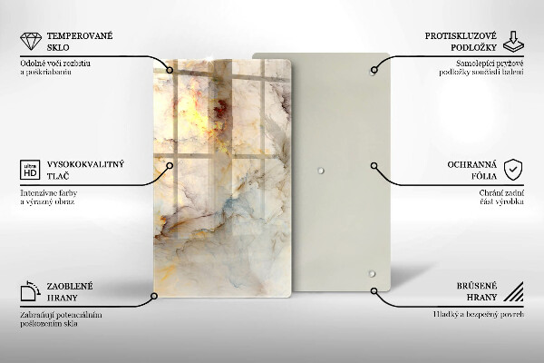 Tábua de vidro Textura de mármore com ouro