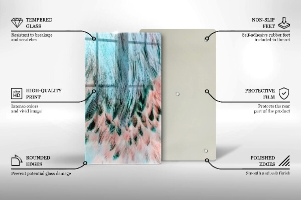 Tábua para cozinha penas de pássaros boho