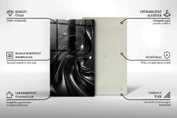 Tábua de corte de vidro Abstração massa negra