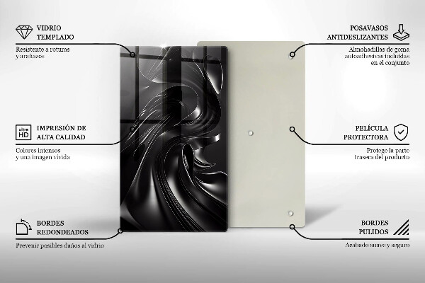 Tábua de corte de vidro Abstração massa negra