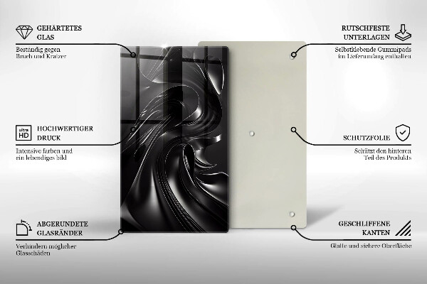 Tábua de corte de vidro Abstração massa negra