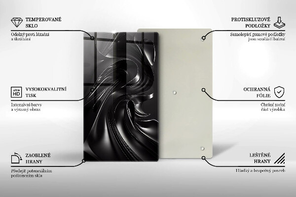 Tábua de corte de vidro Abstração massa negra