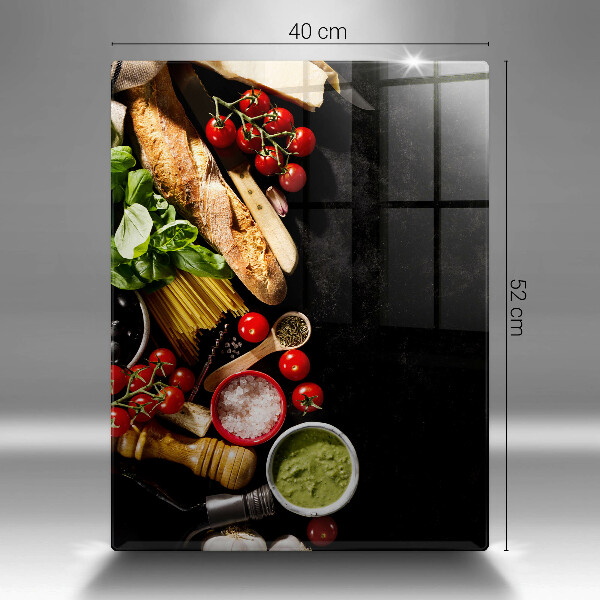 Tábua para corte Ingredientes e especiarias italianas