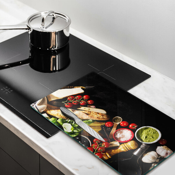 Tábua para corte Ingredientes e especiarias italianas