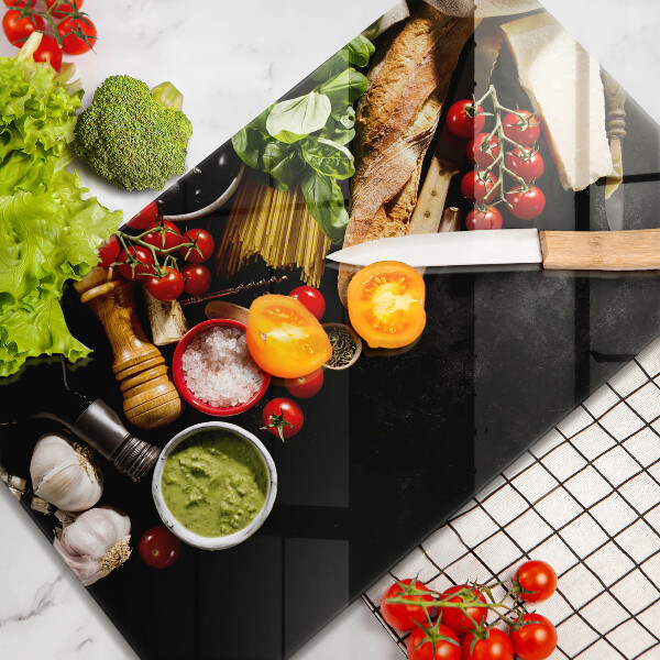 Tábua para corte Ingredientes e especiarias italianas