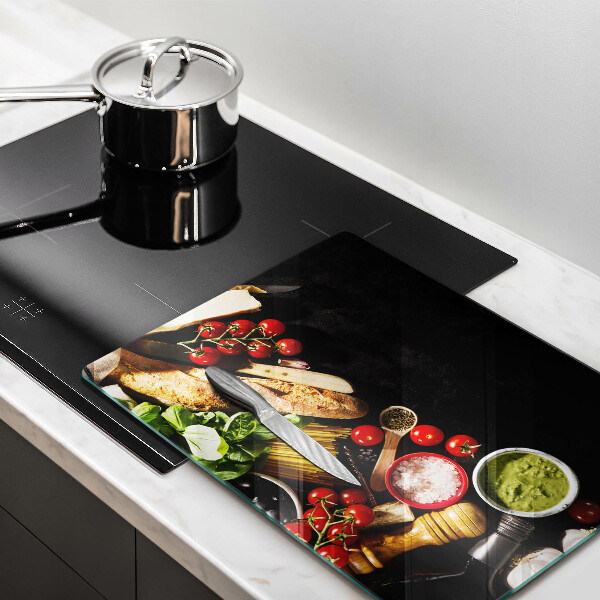 Tábua para corte Ingredientes e especiarias italianas