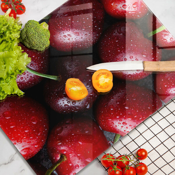 Tábua de vidro Close-up de cerejas