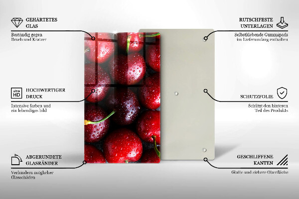 Tábua de vidro Close-up de cerejas