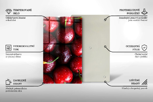 Tábua de vidro Close-up de cerejas