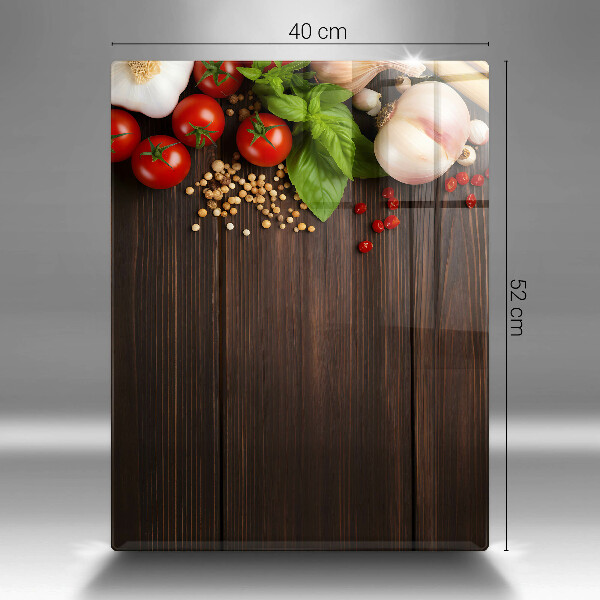 Tábua de corte de vidro Vegetais na mesa