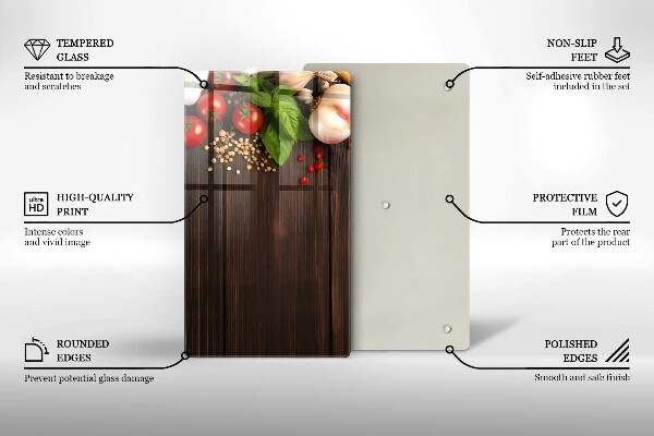 Tábua de corte de vidro Vegetais na mesa
