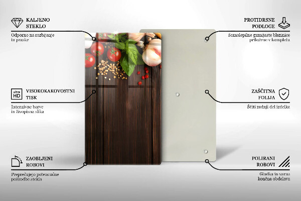 Tábua de corte de vidro Vegetais na mesa