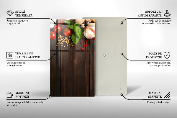 Tábua de corte de vidro Vegetais na mesa