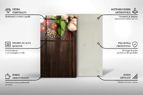 Tábua de corte de vidro Vegetais na mesa