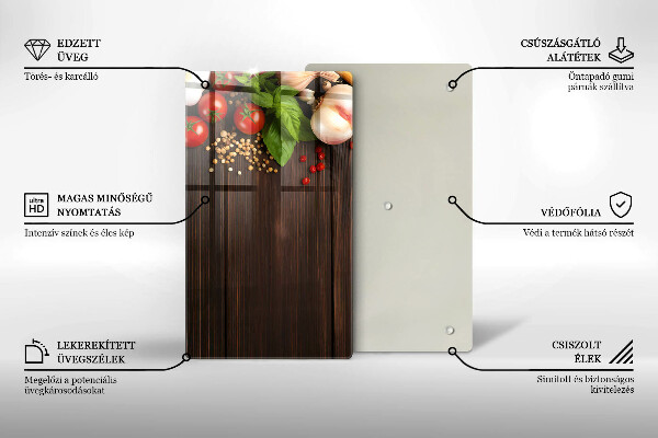 Tábua de corte de vidro Vegetais na mesa