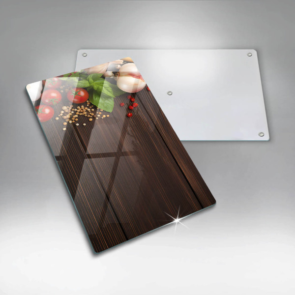 Tábua de corte de vidro Vegetais na mesa