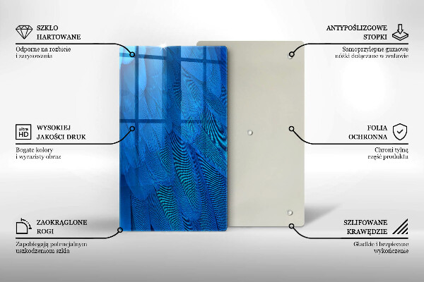 Tábua de vidro penas de pássaros