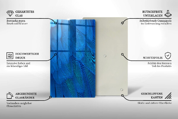 Tábua de vidro penas de pássaros