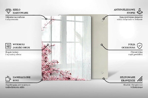 Tábua de vidro penas de pássaros