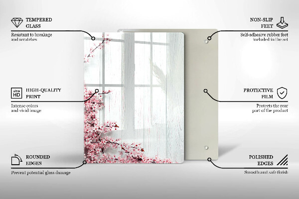 Tábua de vidro penas de pássaros