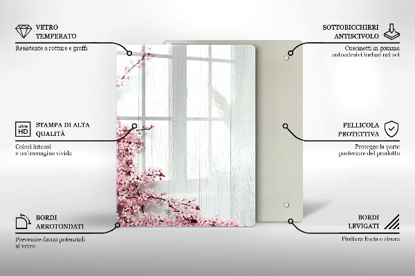 Tábua de vidro penas de pássaros