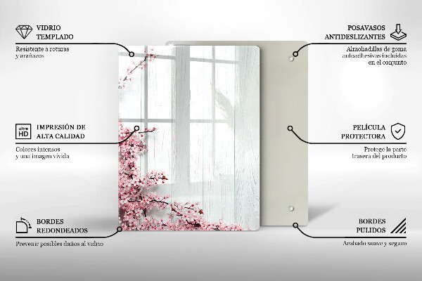 Tábua de vidro penas de pássaros