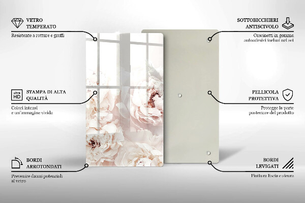 Tábua de cortar alimentos Peônias pastéis
