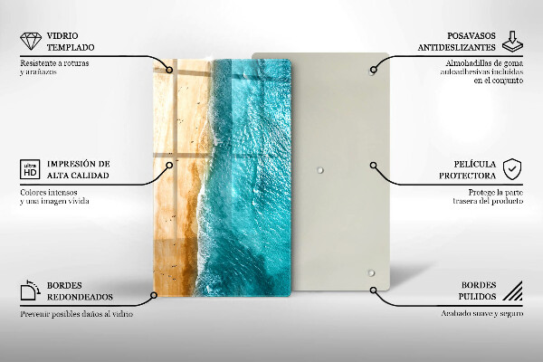 Tábua de cortar alimentos A praia e o mar