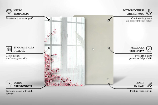 Tábua de corte de vidro Flores nas tábuas