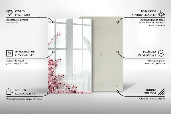 Tábua de corte de vidro Flores nas tábuas