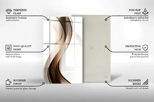 Tábua de vidro Linhas marrons abstratas