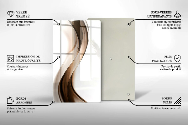 Tábua de vidro Linhas marrons abstratas