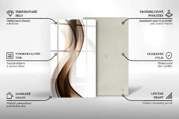 Tábua de vidro Linhas marrons abstratas