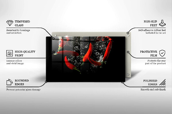 Tábua para corte Pimentas em água