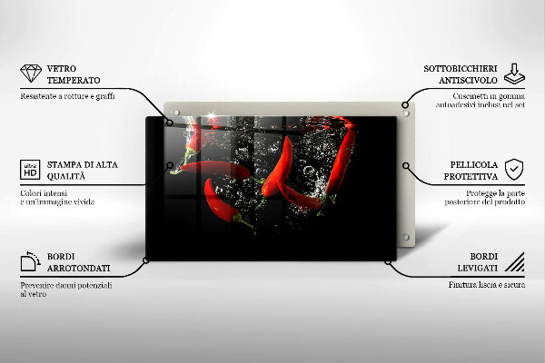 Tábua para corte Pimentas em água