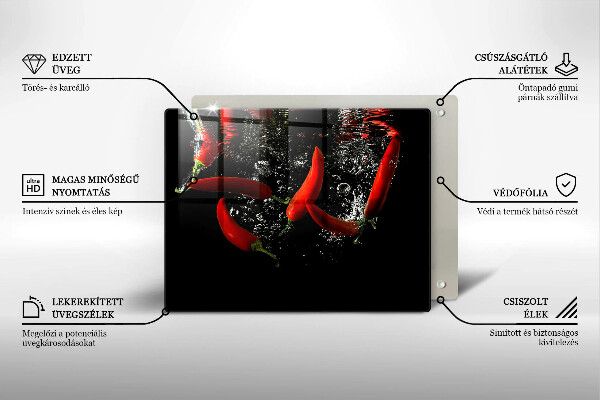 Tábua para corte Pimentas em água