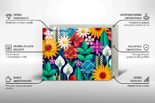 Tábua corte Ilustração de um prado de flores