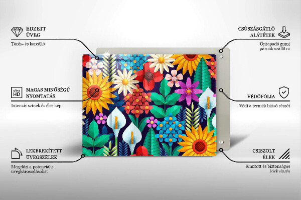 Tábua corte Ilustração de um prado de flores