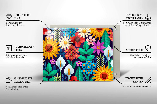 Tábua corte Ilustração de um prado de flores