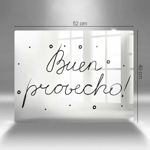 Tábua de corte A inscrição Buen provecho!