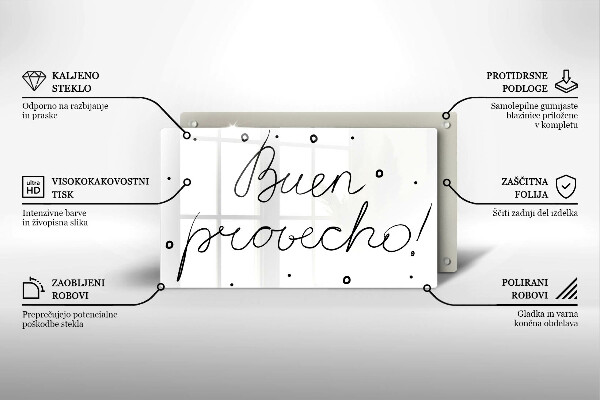 Tábua de corte A inscrição Buen provecho!