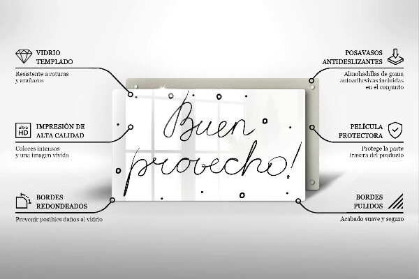 Tábua de corte A inscrição Buen provecho!