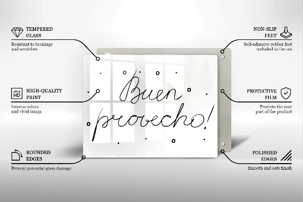 Tábua de corte A inscrição Buen provecho!