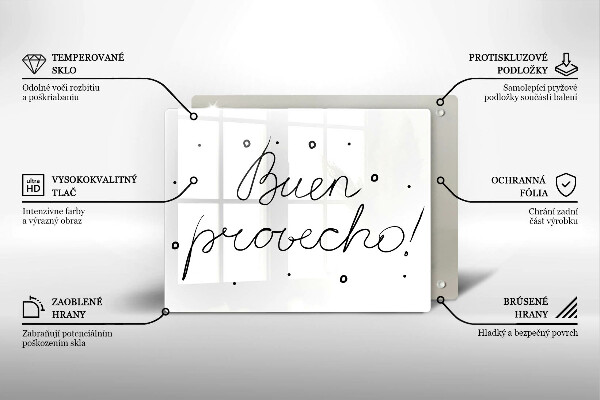 Tábua de corte A inscrição Buen provecho!