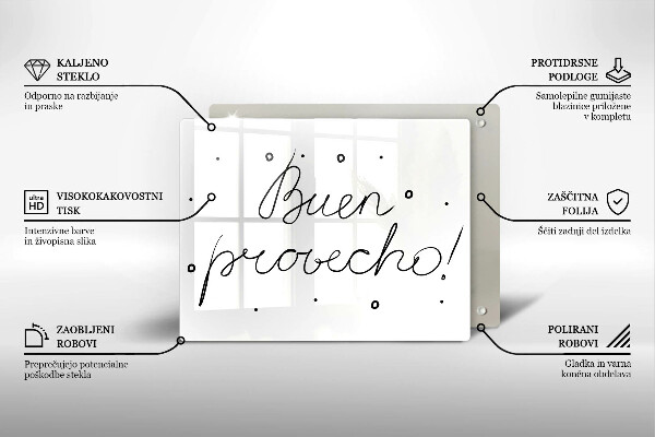 Tábua de corte A inscrição Buen provecho!