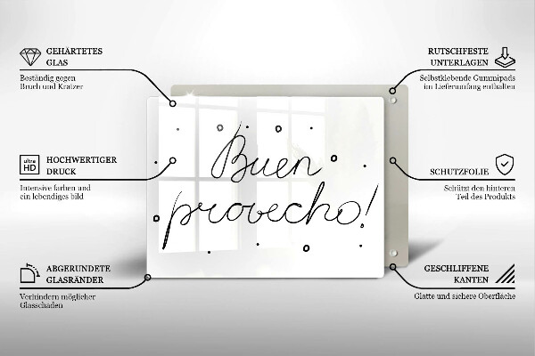 Tábua de corte A inscrição Buen provecho!