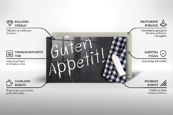 Tábua de cortar alimentos A inscrição Guten Appetit!